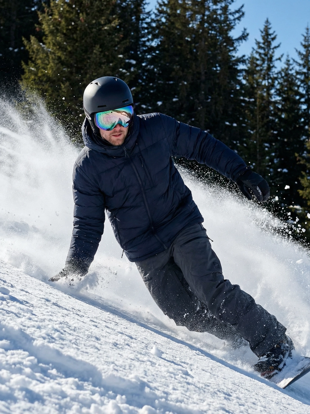 Photorealistic on-model full body photo — alpine editorial — created with ANZURES