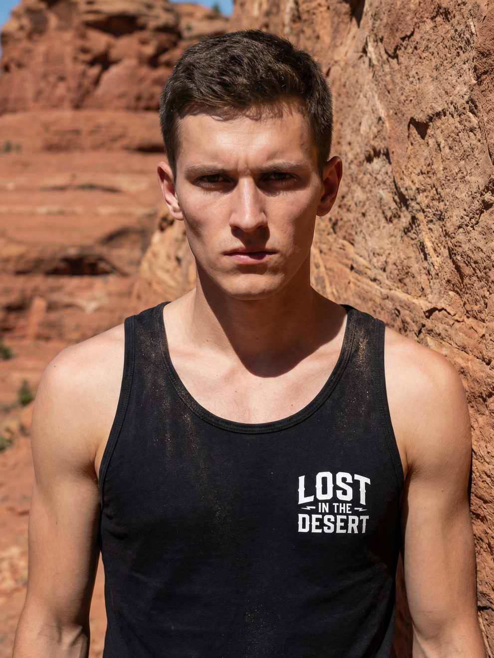 Photorealistic on-model close-up photo — arid influencer — created with ANZURES