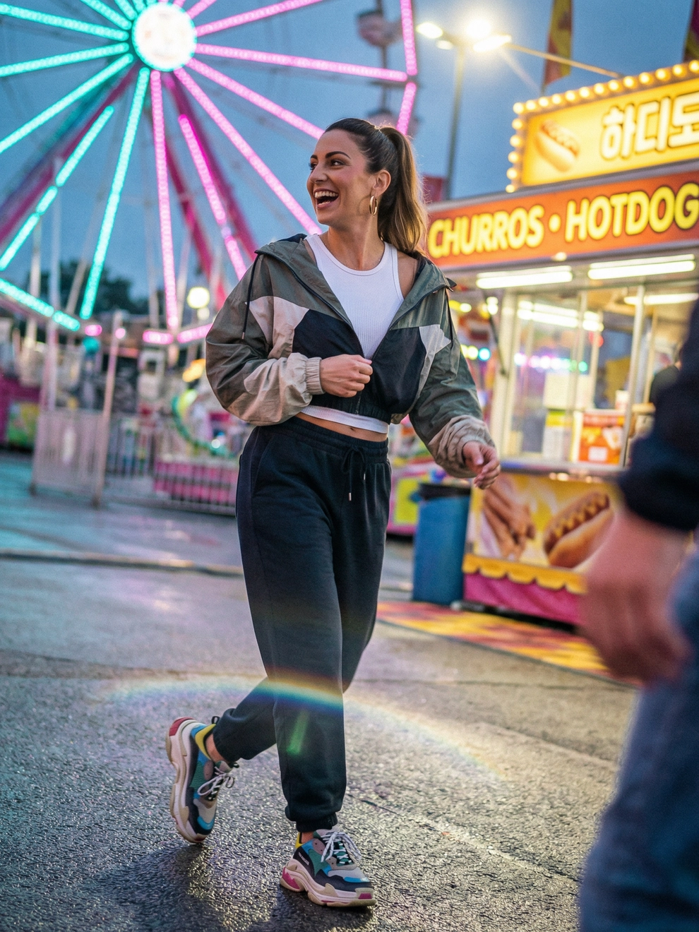 Photorealistic on-model full body photo — fair influencer — created with ANZURES