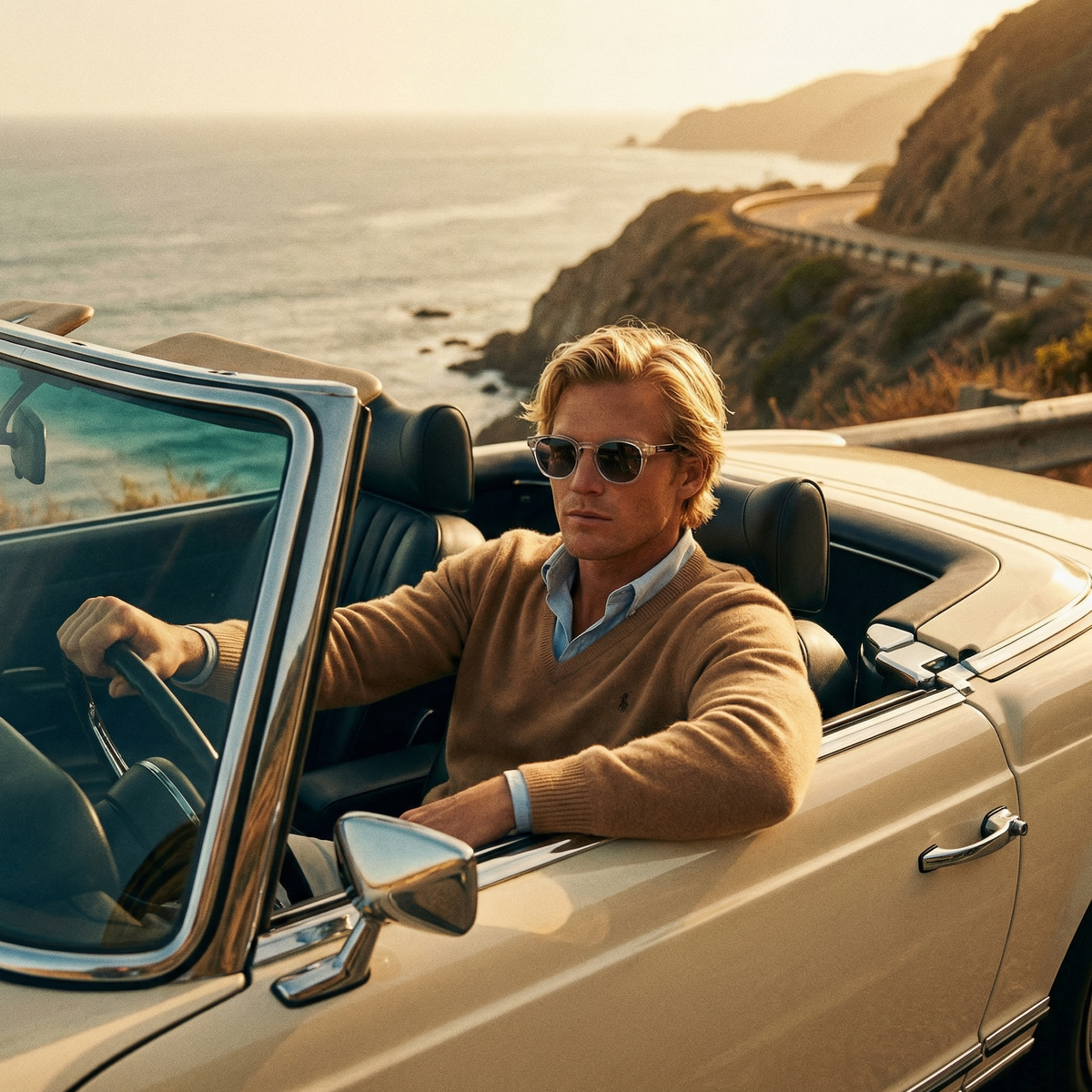 Photorealistic on-model photo created with ANZURES — evening cocktail setting