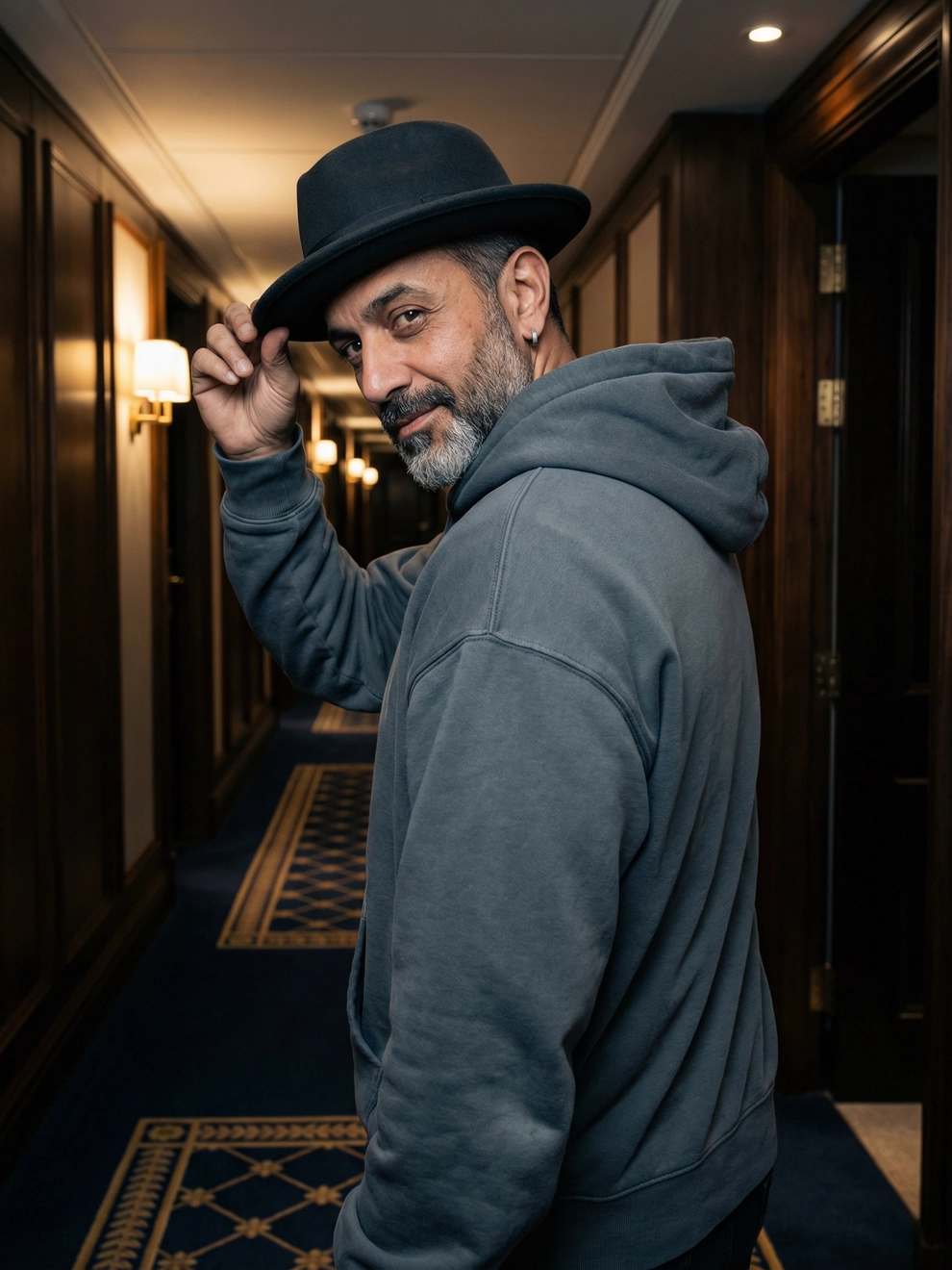 Photorealistic on-model half body photo — hotel influencer — created with ANZURES