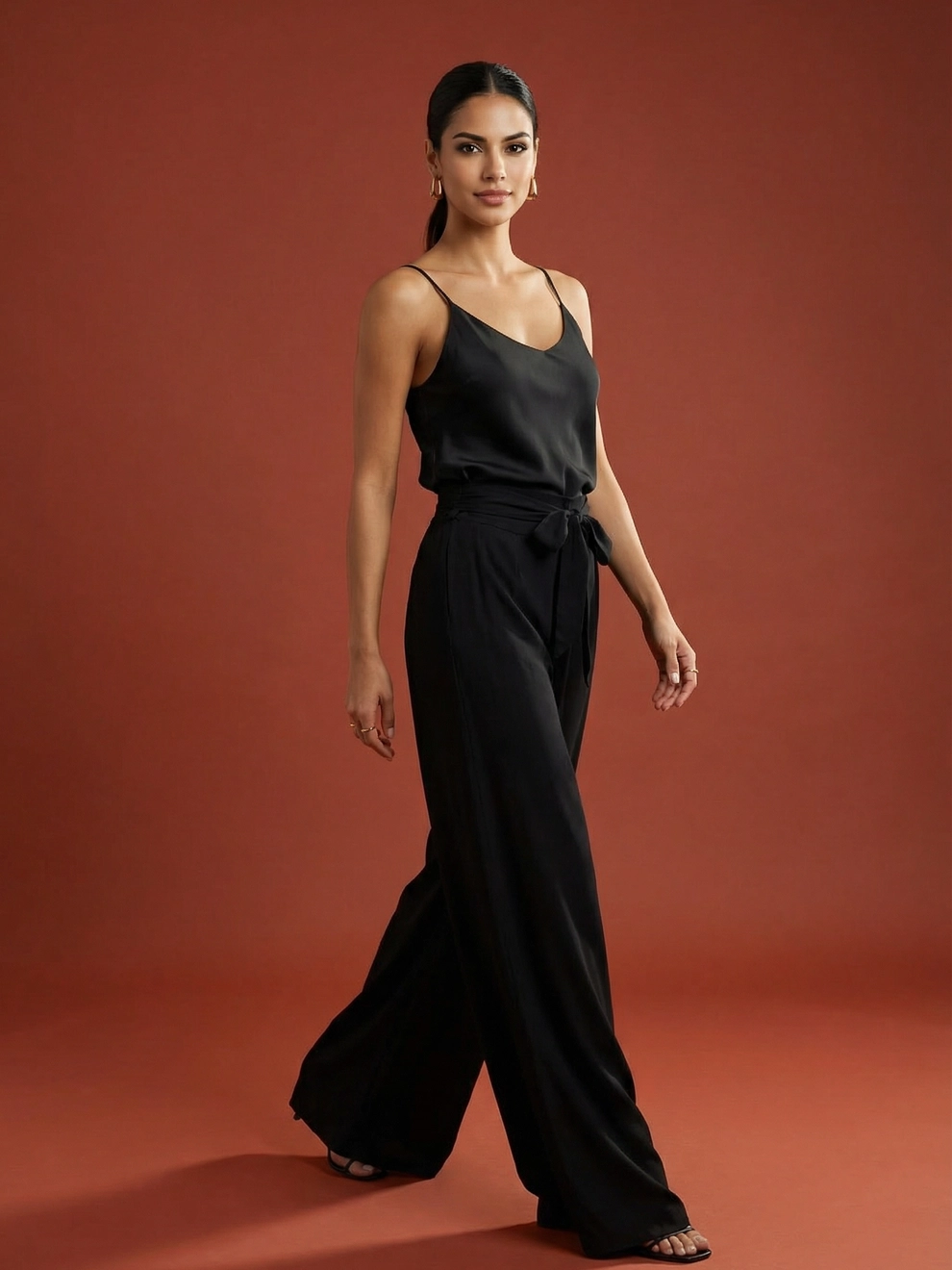 Photorealistic on-model full body photo — studio editorial — created with ANZURES