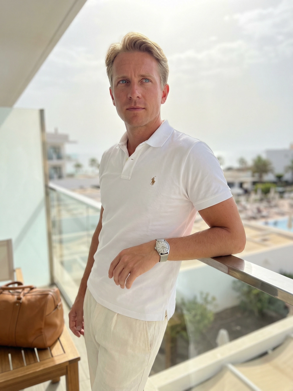 Photorealistic on-model half body photo — travel influencer — created with ANZURES